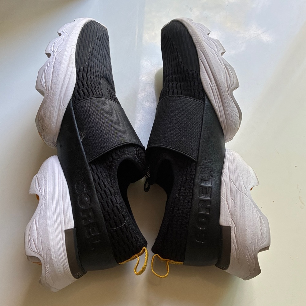 Sorel Women’s Kinetic Impact, Black and White Slip-On Sneakers - Picture 8 of 9